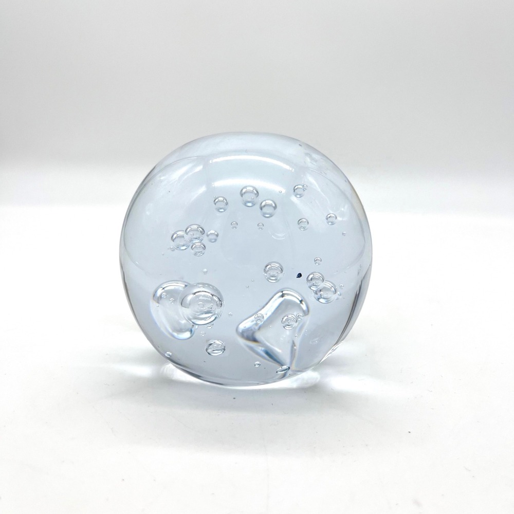Vintage Clear Controlled Bubble‎ Art Glass Paperweight 3 Inch Spherical Orb